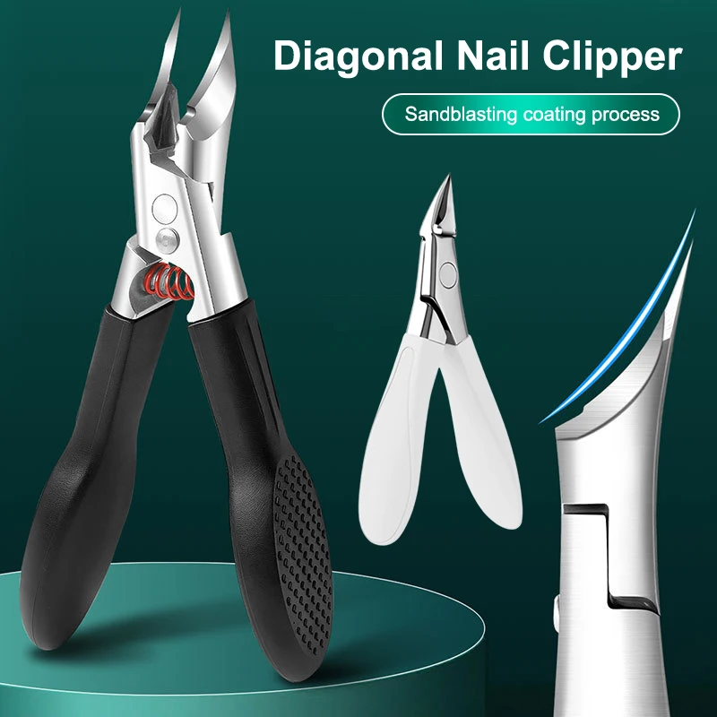 1pc Slanted Pointed Spring Nail Clipper Anti-Splash Ingrown Portable High Quality Toenail Fingernail Trimmer Manicure Tools