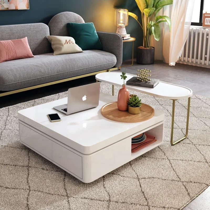 

#Modern Home Furniture New Design Free Combination White Tea Table Square Coffee Table