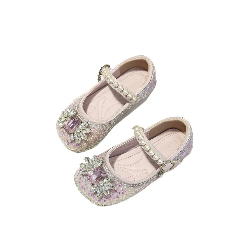 

Crystal Shoes Children Fashion New Rhinestones Hook & Loop Girls Mary Janes for Party Wedding Shows Elegant Sweet Princess Shoes