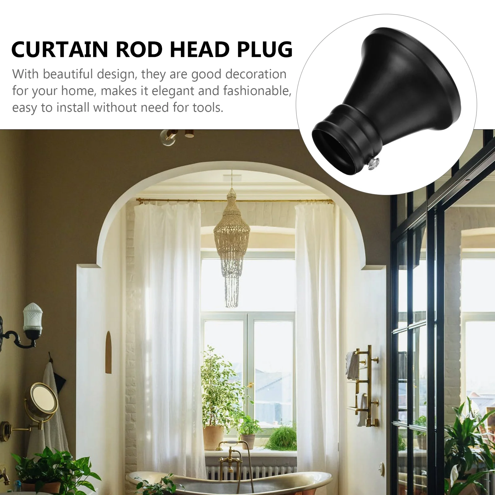 

2pcs Decorative Curtain Rod Finials Window Decoration Sturdy High Grade Material Easy Install for Drapery