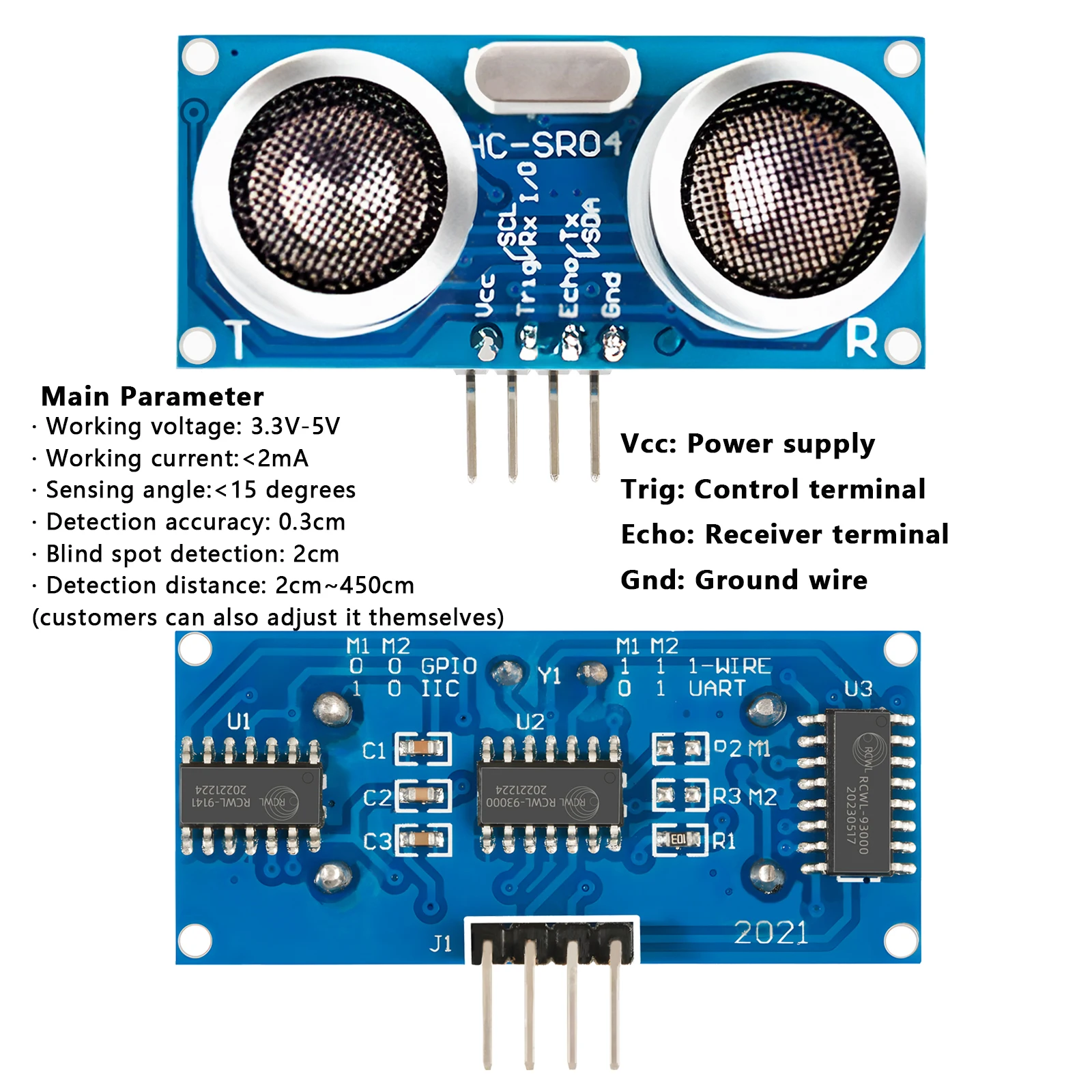 HC-SR04 Ultrasonic Sensor HCSR04 to Distance Ultrasonic Wave Detector Ranging Module HC SR04 Distance Sensor for Arduino