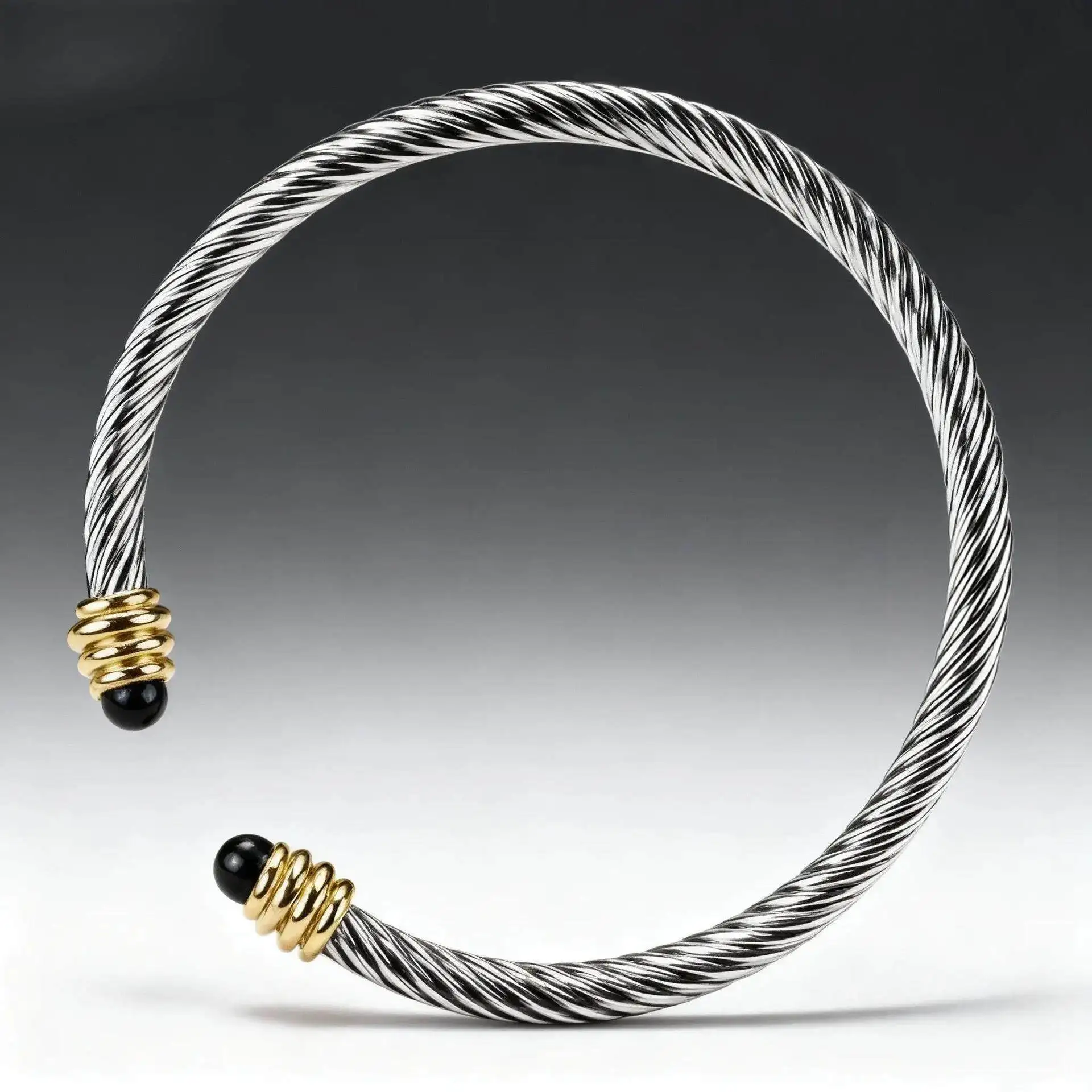 

Мужской браслет-кольцо из титановой стали с простым дизайном, золотистого цвета, модный аксессуар