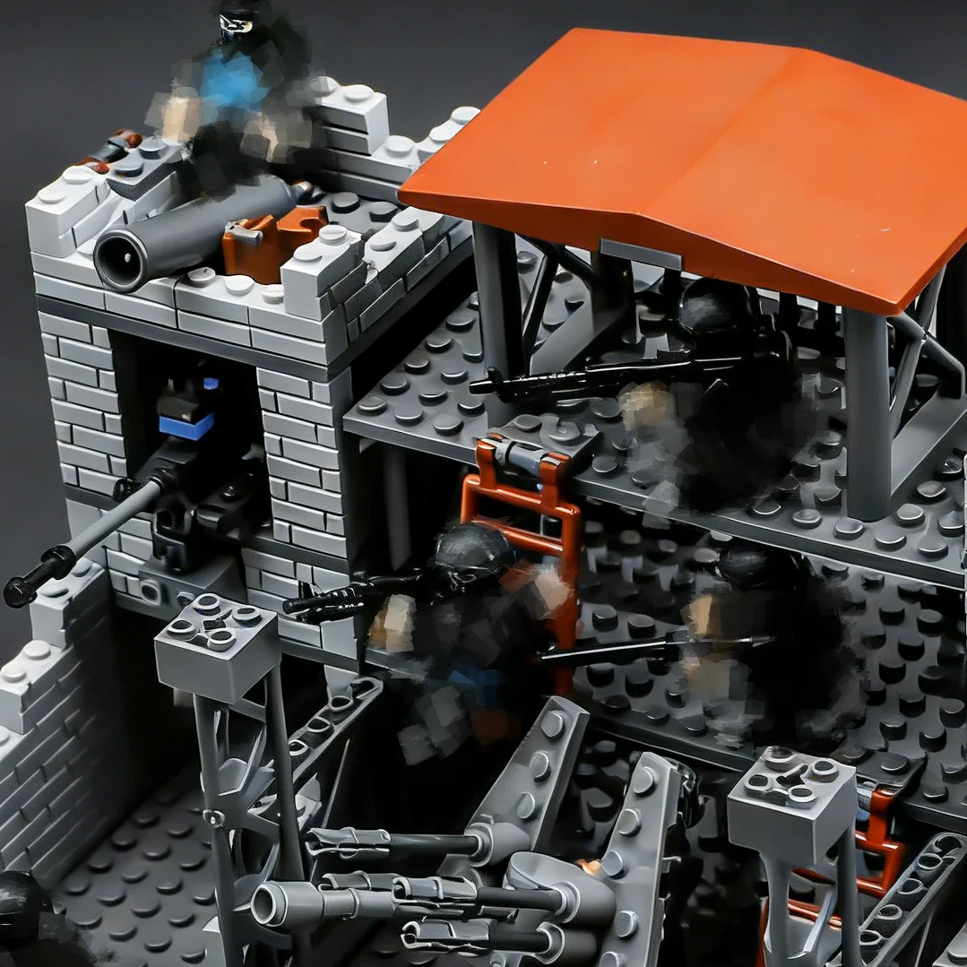 Military base watchtower, observation tower, assembled building blocks, special forces weapon model, boys' toy
