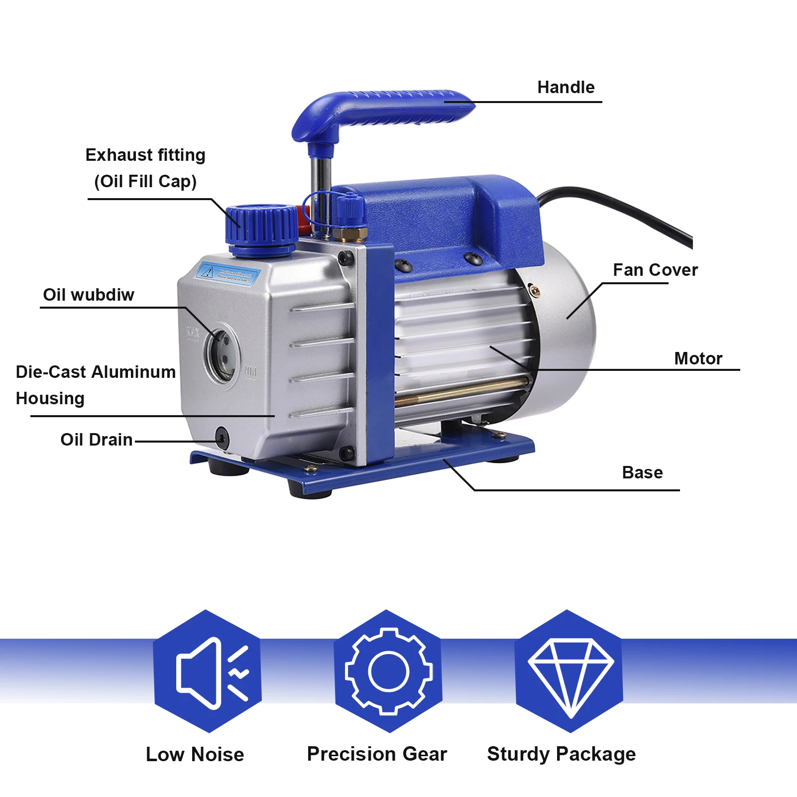 

4CFM Rotary Vane Vacuum Pump 110V with 1/4 Inch Flare Inlet Port | AC Repair Tools for Industrial Refrigeration Maintenance