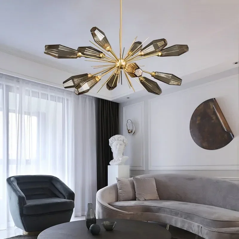 

Post-modern creative glass living room art chandelier American minimalist bedroom study decorative chandelier