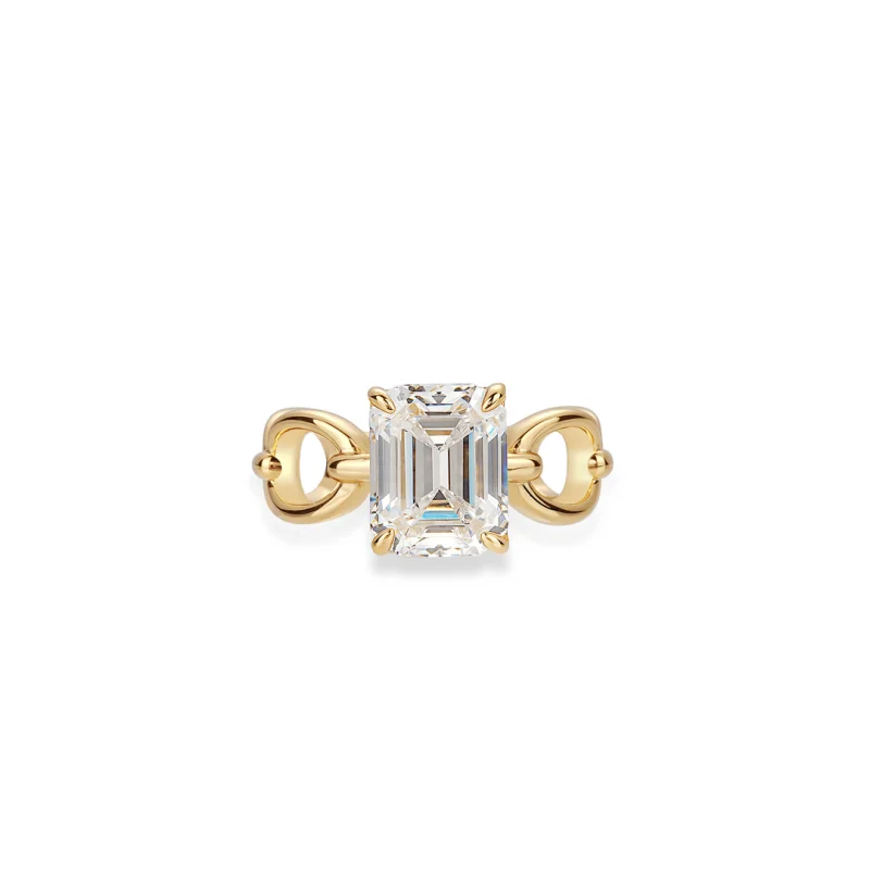 Bellux 925 Silver Synthetic Zircon White Square Large Carat Emerald Cut Four Claw Easy Matching Ring