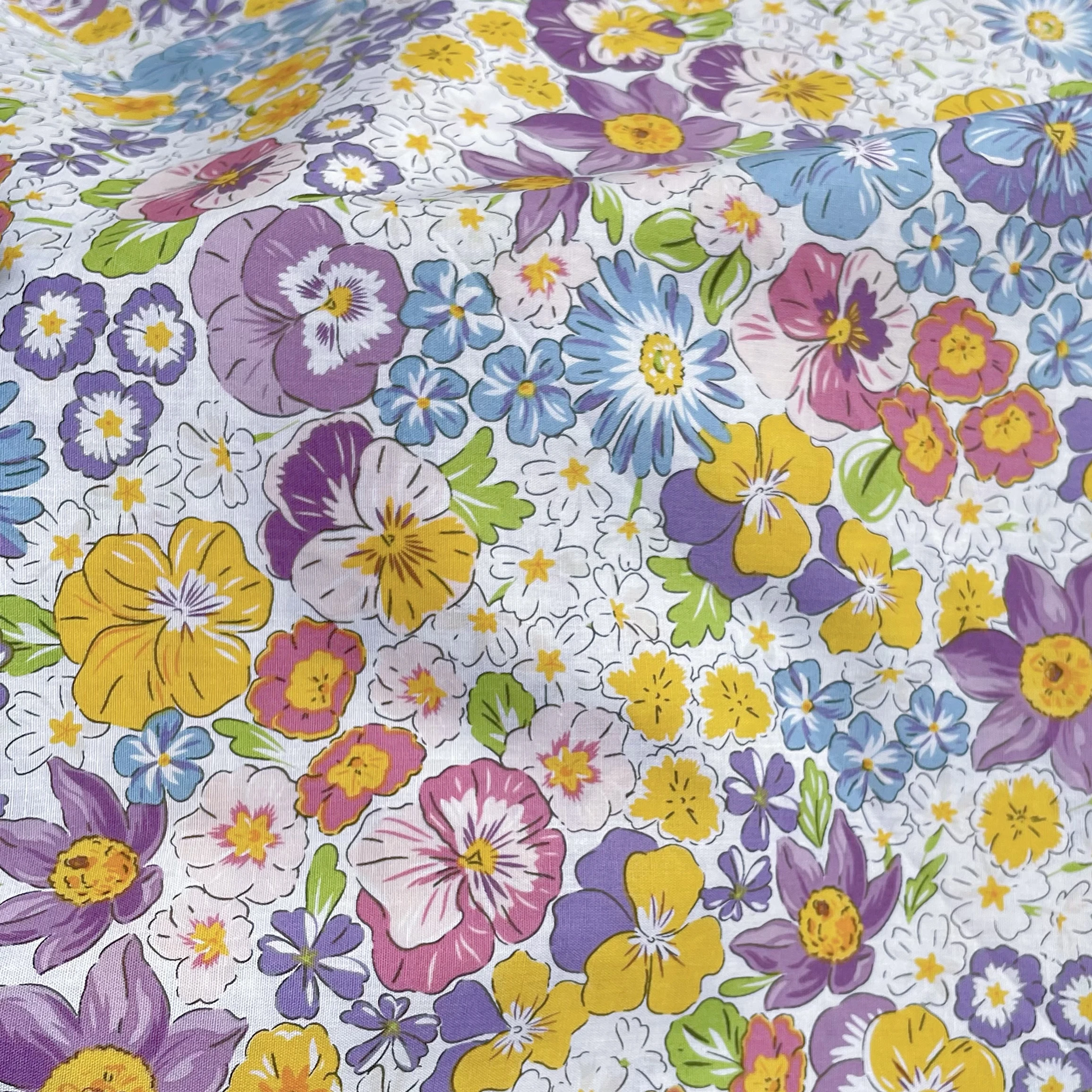 Retro Floral 100% Cotton Poplin 40S Liberty Fabric Digital Printing for Sewing Cloth Dresses Skirt Kids Baby Designer