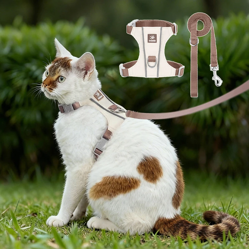 

Anti-Escape No Pull Reflective Cat Harness Leash Set Lightweight Soft Adjustable Easy Control Kitten Chest Strap Cat Accessories