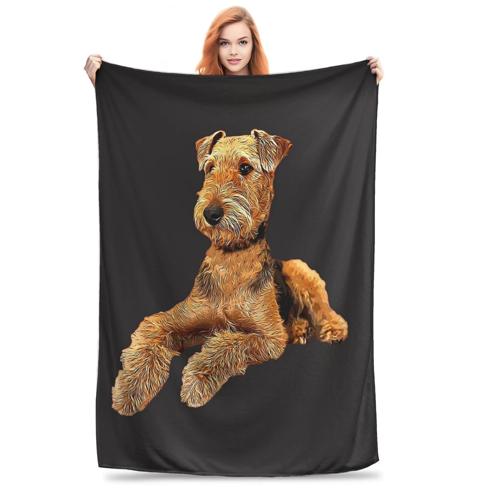

Фланелевое одеяло Airedale Terrier Красивые одеяла для собак Мягкое постельное белье Теплое плюшевое одеяло для кровати Гостиная Пикник Дом