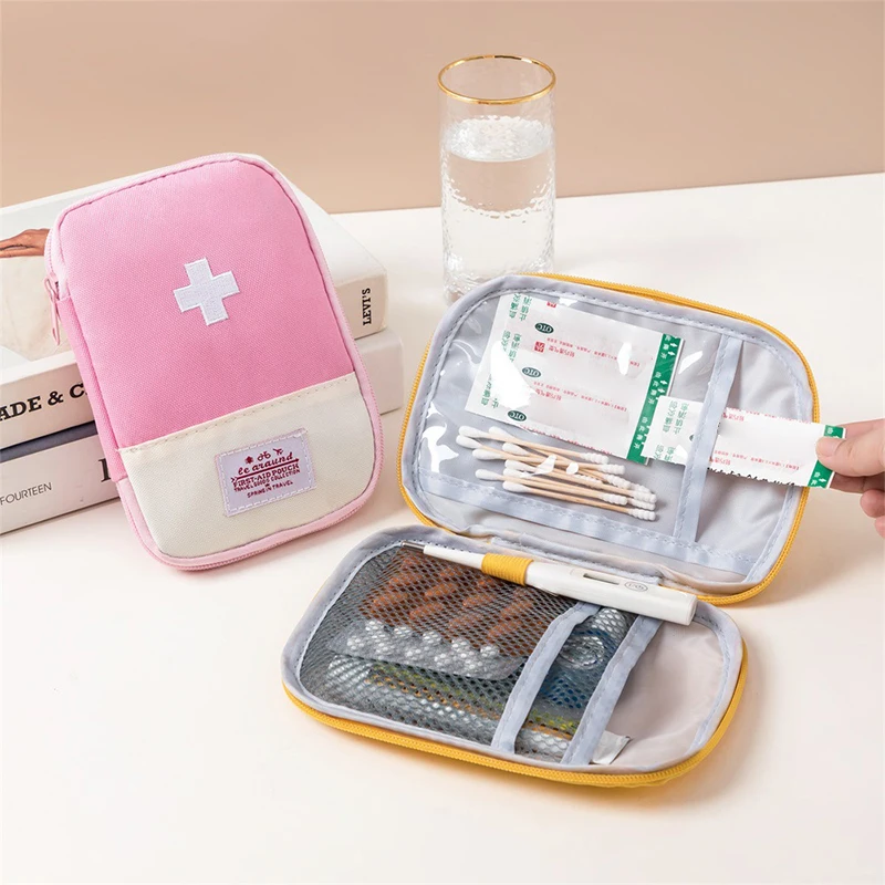 1PC Mini Portable Medicine Bag Travel First Aid Kit Medicine Bag Storage Bag Survival Kit Medicine Box Outdoor Emergency Camping