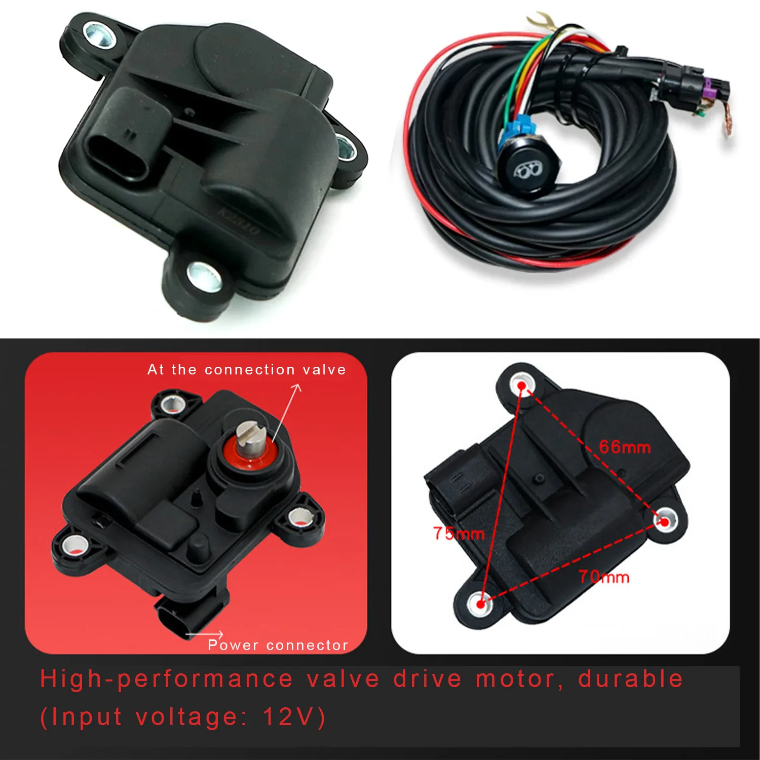 

Universal Electric Exhaust Control Valve Motor for Cars Button Remote Motor Switch System With Cable Universal Water Proof