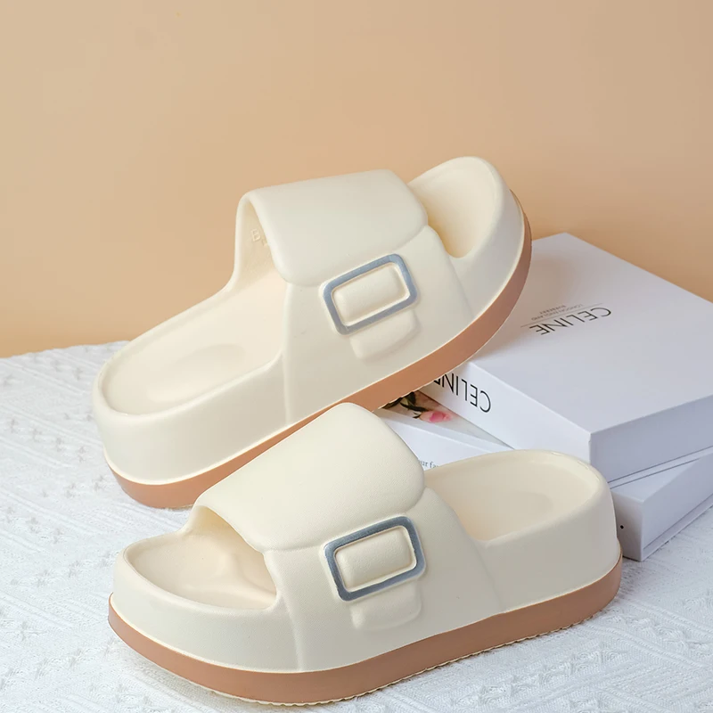 

Thick Platform Slippers for Women Home Soft Sole Pillow Slides Sandals Woman Summer Beach Non Slip Flip Flops Bathroom Slipper