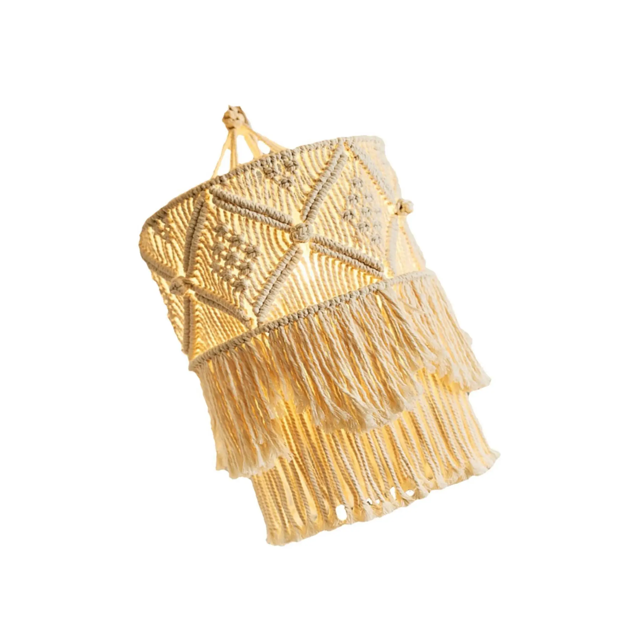 Macrame Woven Light Shade Chandeliers Hanging Lamp Cover Boho Home Decor