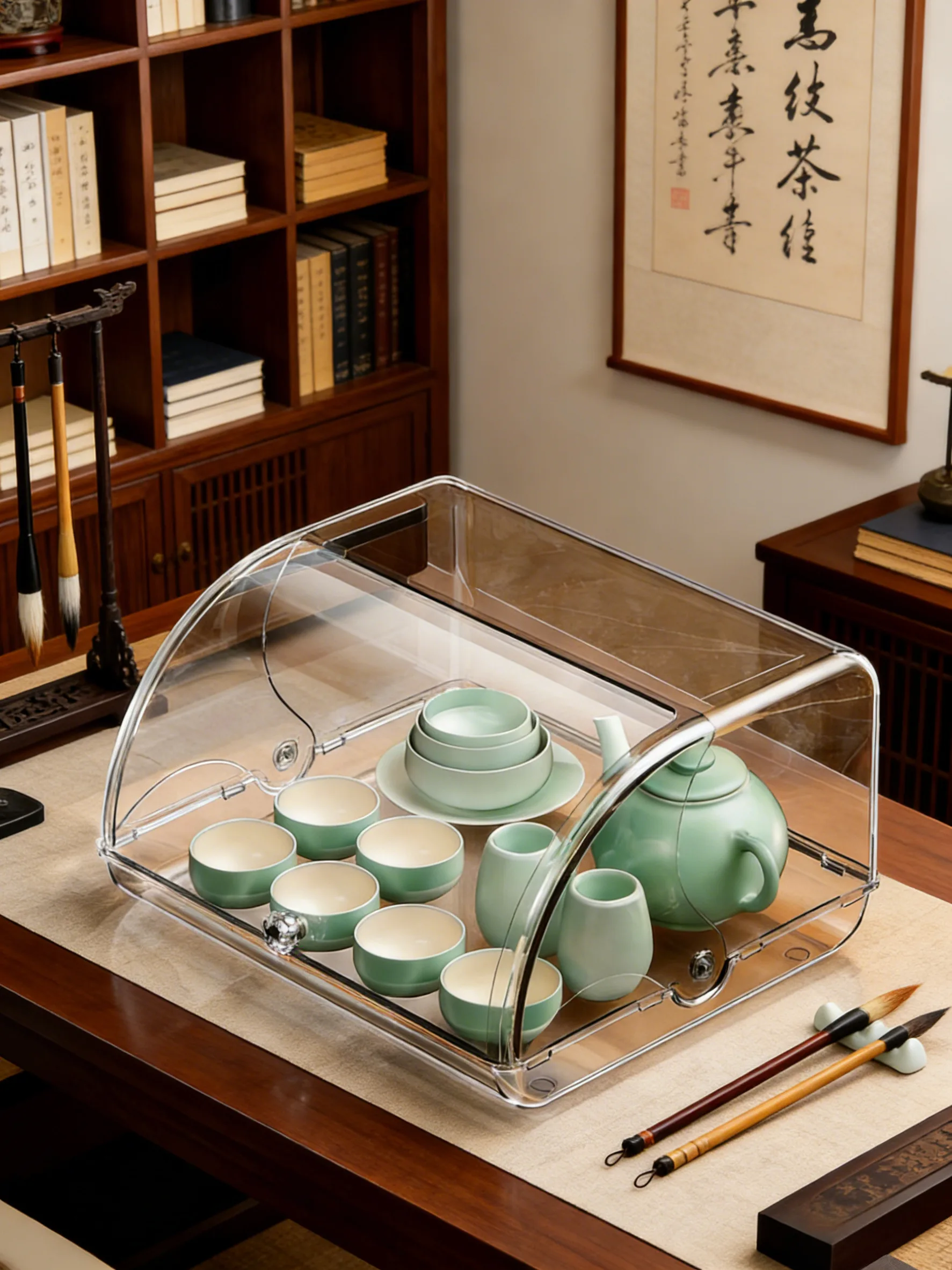 transparent-flip-top-storage-box-for-tea-set-dustproof-organizer-for-teacups-and-wine-glasses-chinese-sle-plastic-storage-c