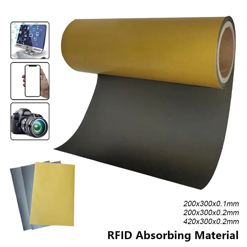 1Roll RFID NFC Microwave Shielding Absorbing Material 3 Sizes Low High Frequency Anti-Met Ferrite Sheet Single-sided Adhesive