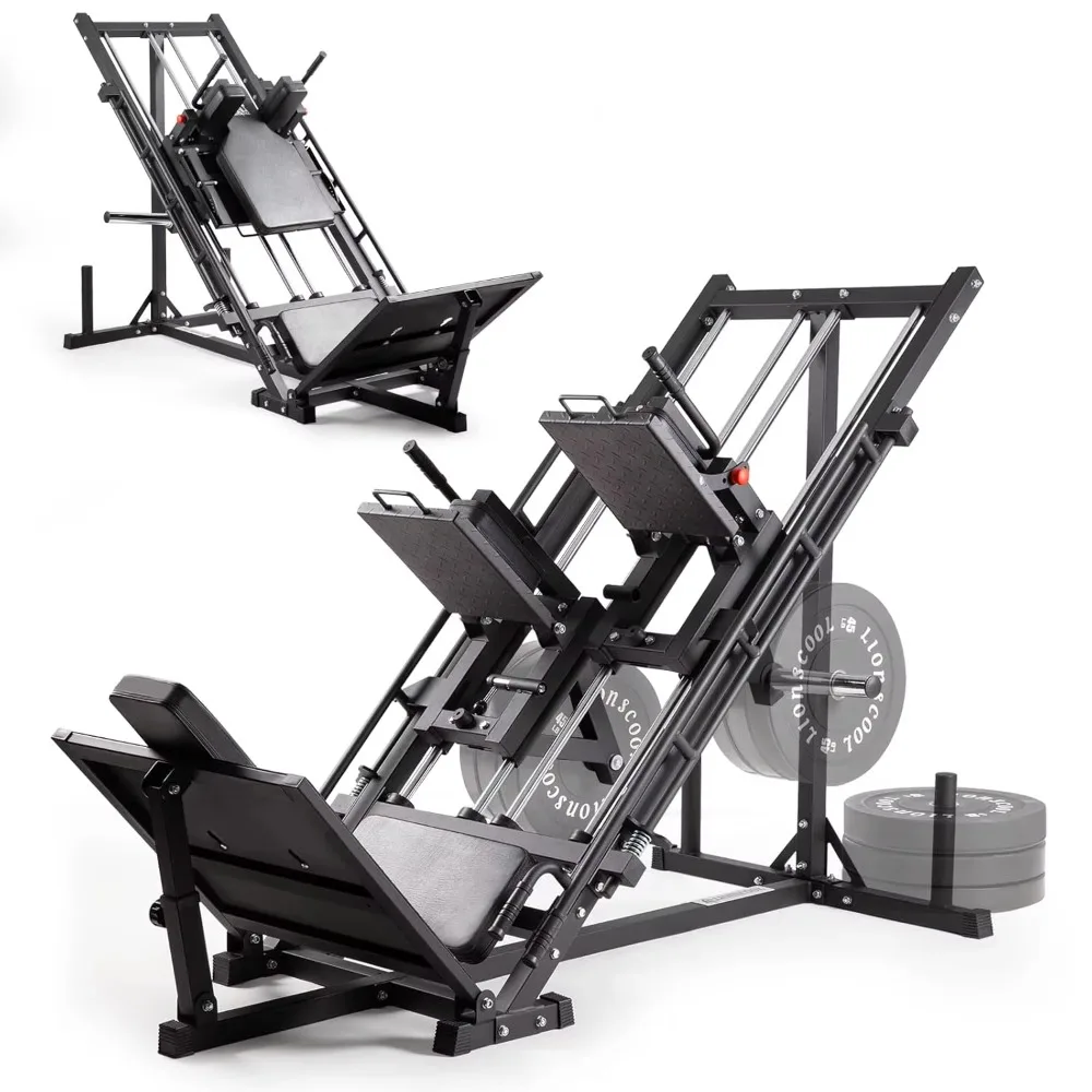3-in-1 Beinpresse Hack Squat Maschine mit Gewichtsaufbewahrung Iso-Lateral Verstellbares Heim-Fitnessgerät für Unterkörper-Krafttraining