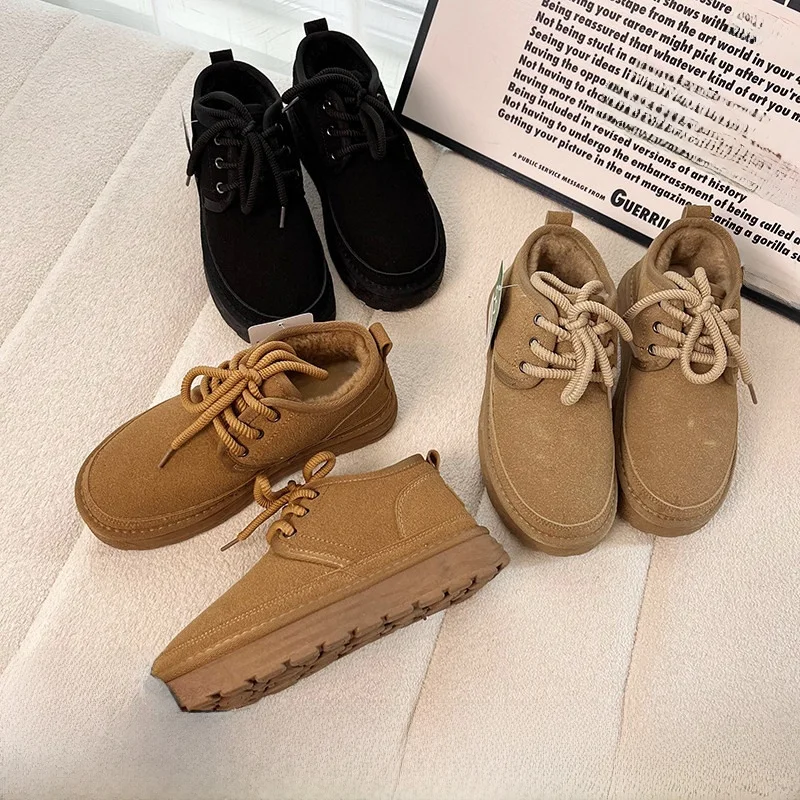 

Fashionable Thickened Fleece Lined Snow Boots Unisex Winter Warm Casual Sports Shoes Anti-slip Design Short Tube Boots