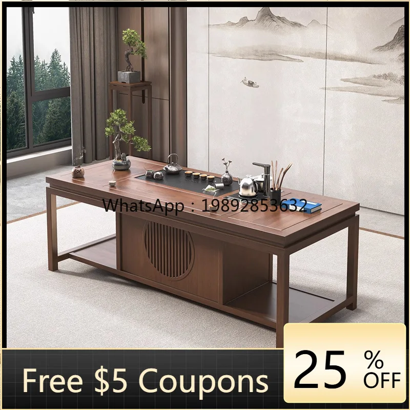 

YFY New Chinese Style Luohan Tea Bed Tea Table and Chair Set Office Tea Brewing Table