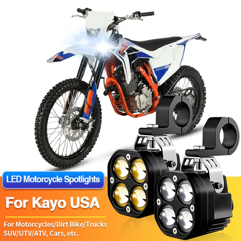 

1 Set LED Motorcycles Headlight 2-Color Spotlight Truck Car ATV for Kayo USA KMB/KT250/S200/STORM 150 180/TD125/TS/TT125/TT140