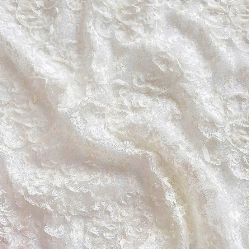 Lace Three Dimensional Disc Flower Soft Mesh Fabric Autumn Beige Bottoming Shirt Skirt Clothing Dress DecorationFabric