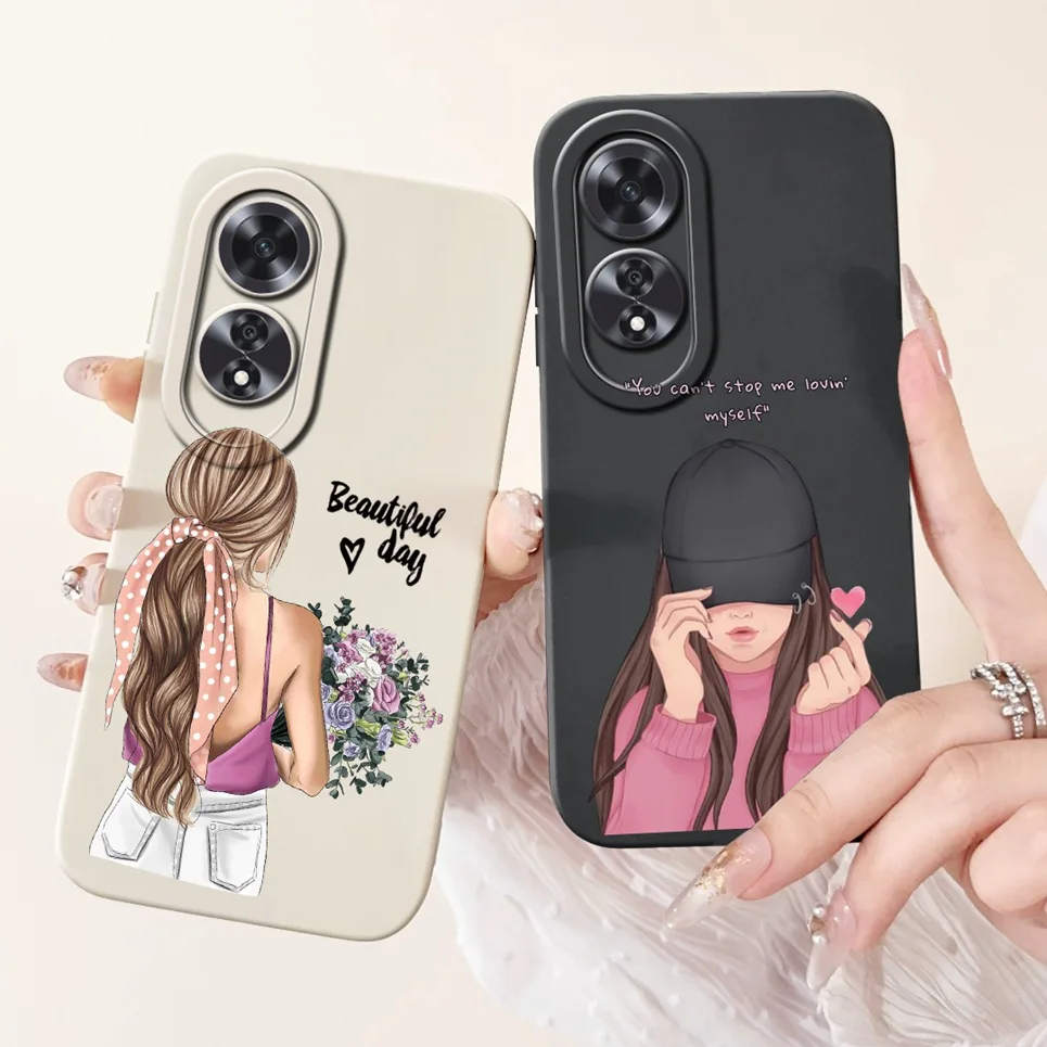 For Oppo A60 4G CPH2631 Back Cover On Oppo A80 5G CPH2639 Funda Flower Butterfly Women Fashion Phone Case Soft Liquid Silicone