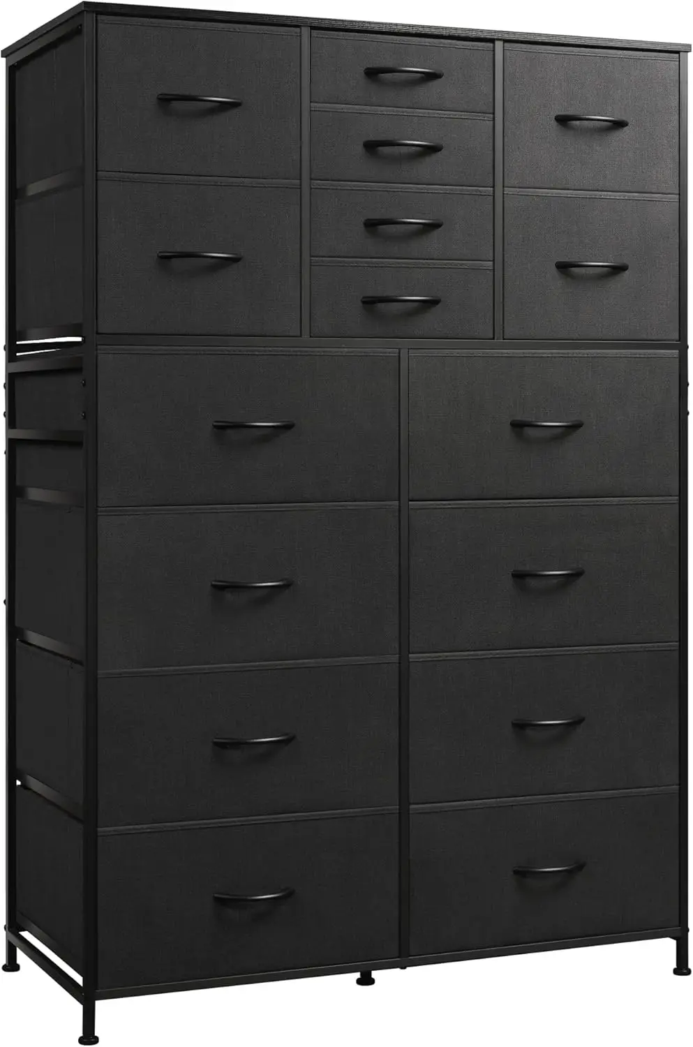 

Tall Dresser for Bedroom Fabric Dresser Storage Tower with 16 Drawers Chest of Drawers Organizer Unit Storage Charcoal Black