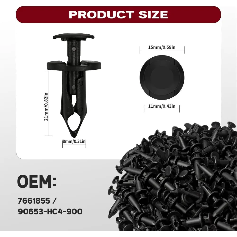 200 قطعة من مشابك حاجز النايلون UTV العالمية ومسامير الجسم مع أداة إزالة الصواميل لإصلاح ATV #5