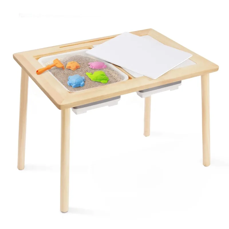 

Wooden Toddler Toys Montessori Furniture Wooden Toddler Activity Tables Multifunction Wood Sensory Table for KidsChildren's desk