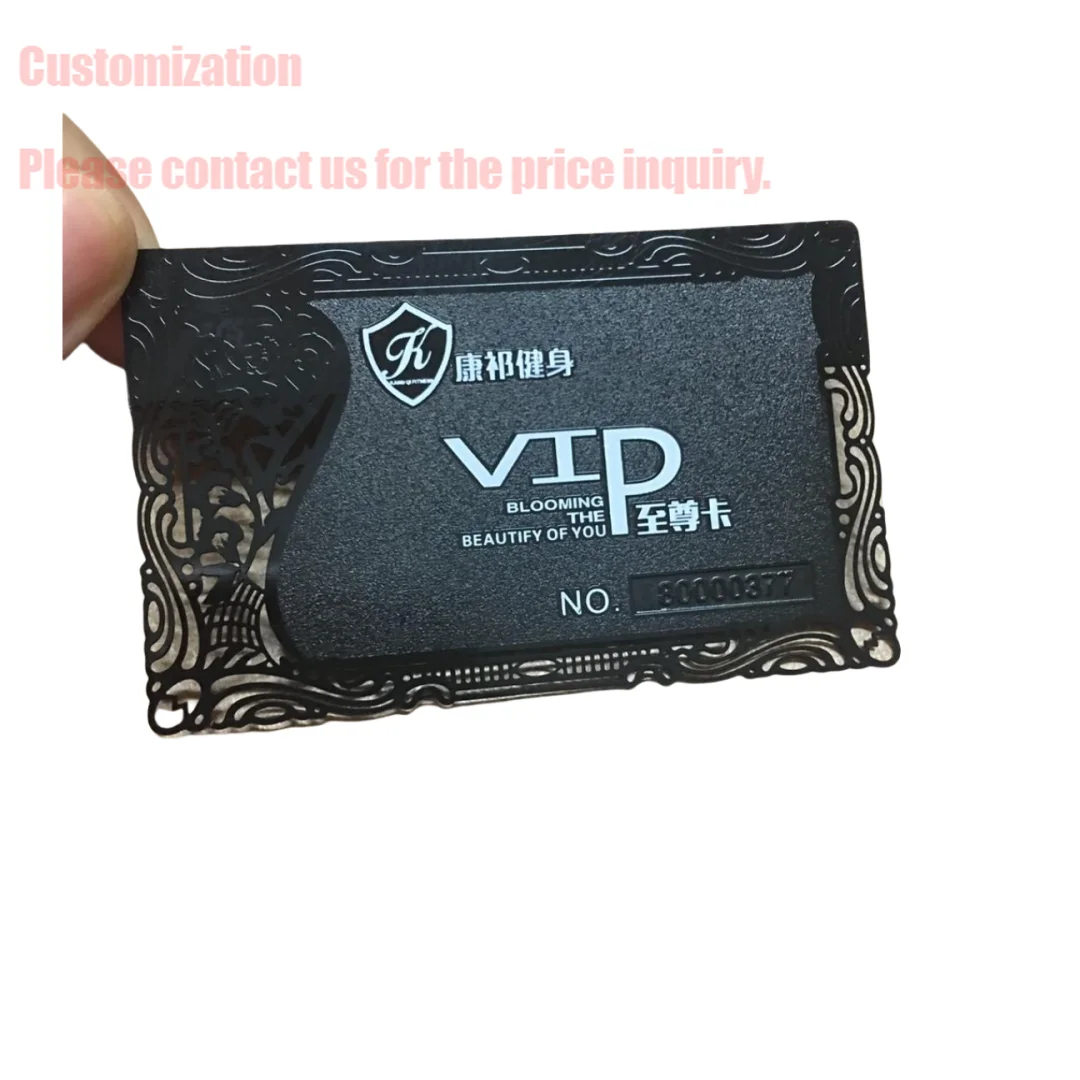 

Customized inquiry Cheap Price Custom Black Matt Metal Business Card Laser Cut Out Fashion Design Black Metal Name Business Card
