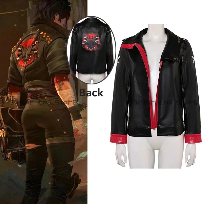 LOL Arcane Season 2 Vi Game Cosplay Costume Wig Vi Leather Coat Outfit Black Hair For Women Halloween Christmas Year Party FD1;6 - view 3