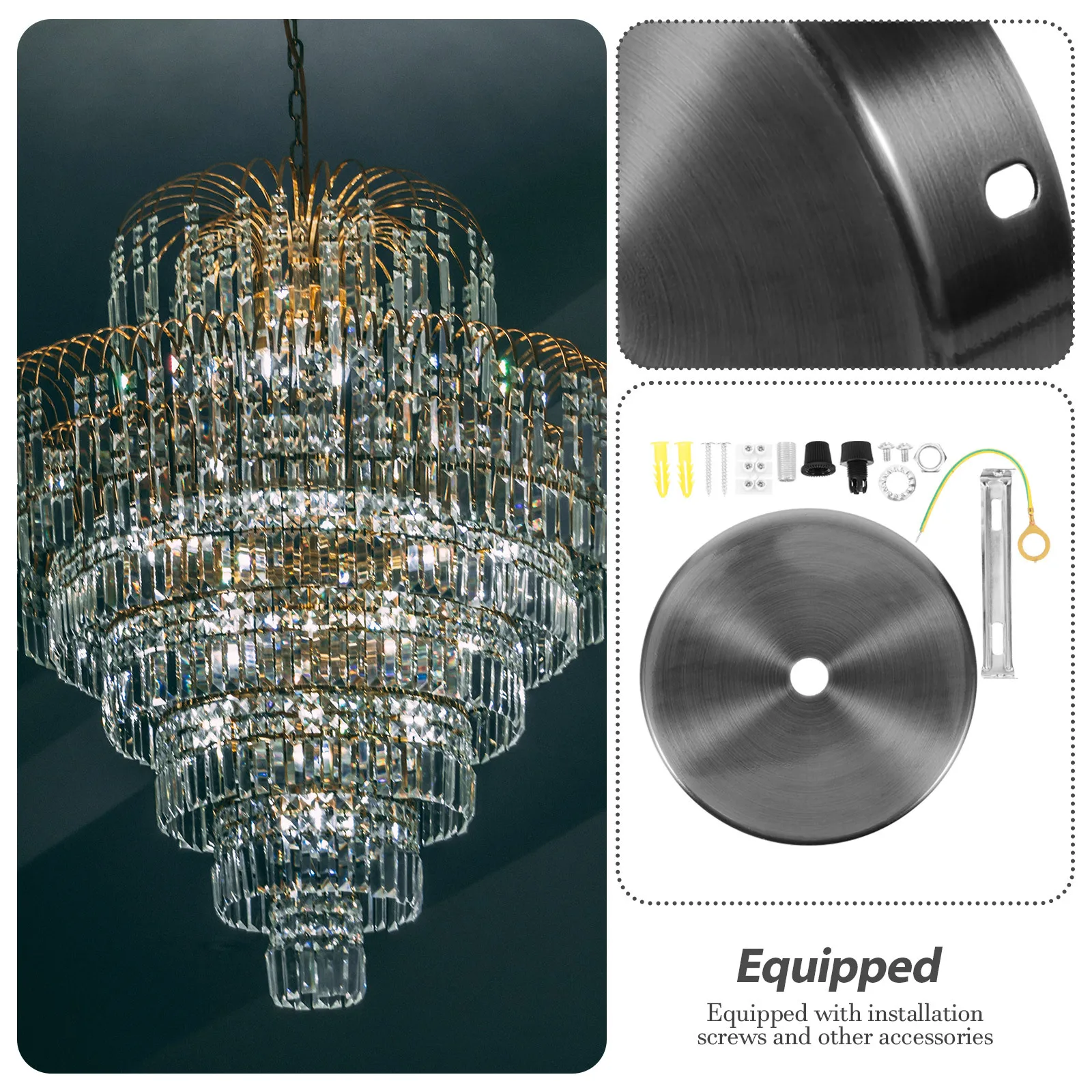 

1Set Ceiling Light Cover Plate Multi-Functional Iron Mounting Kit for Pendant Chandelier Fixture Modern Round Easy