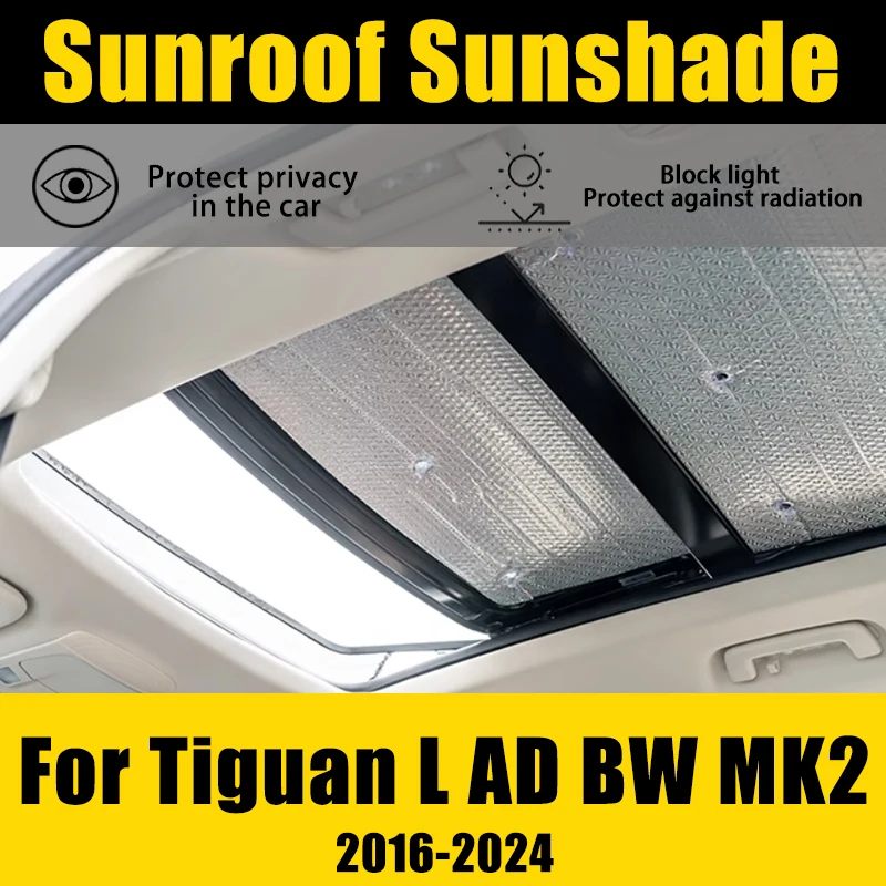 2PCS Car Sunroof Sunshade For VW Volkswagen Tiguan L AD BW MK2 2016~2024 2023 Heat Insulation Windscreen Parts Styling Stickers