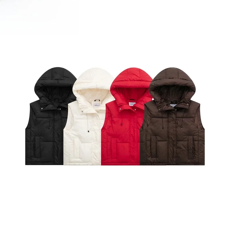 

ZBZR мочный повседневный жилет с капюшоном, женский осенне-зимний новый жилет из полиэфирного волокна 00% цветная застежка-молния Jaet