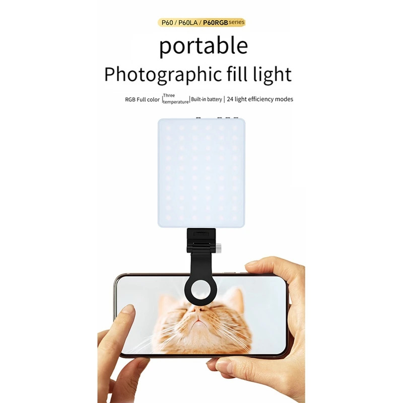 Portátil RGB LED Selfie Light, Video Fill Light, Video Light, Telefone, 3 modos de iluminação