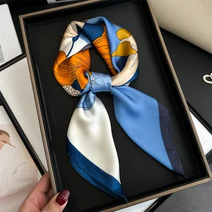 Luxus -Seidenhaarschal für Frauen, Blumenschal, Halskrawatte, Hand, Schal, Verpackung, Kopf, Hijab, Bandana, 2021 9 Hauptverkäufe muslimischer Schal - №3