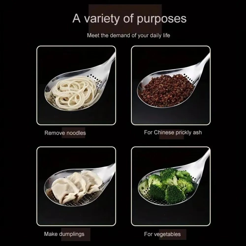 

New Large Colander Durable Heavy Duty Skimmer Spoon Stainless Steel Food Strainer Spoon Kitchen Utensils