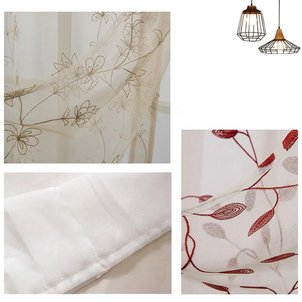 Cenefa de poliéster con estampado de flores para cocina, cortina corta para ventana, sala de estar, dormitorio, cortinas de gasa transparente, decoración del hogar