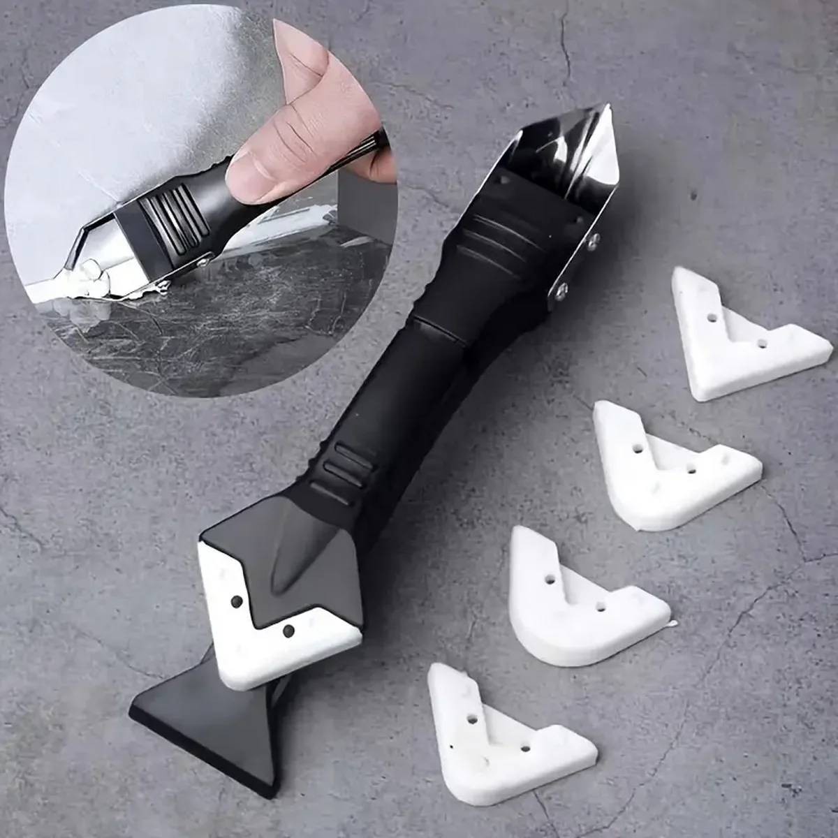 Multifunctional Silicone Glue Spatula, Ceramic Tile Angle Beauty Seam Removal Knife/metal Head 5-in-1 Silicone Seam Sealing Tool