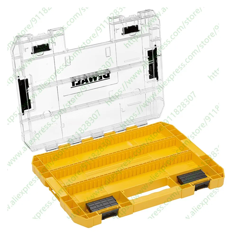 DEWALT DT70839 Tough Case (Large) with Divider Organizer Tool Box Transparent Lid Screws Bits Accessory Stacking Storage Case