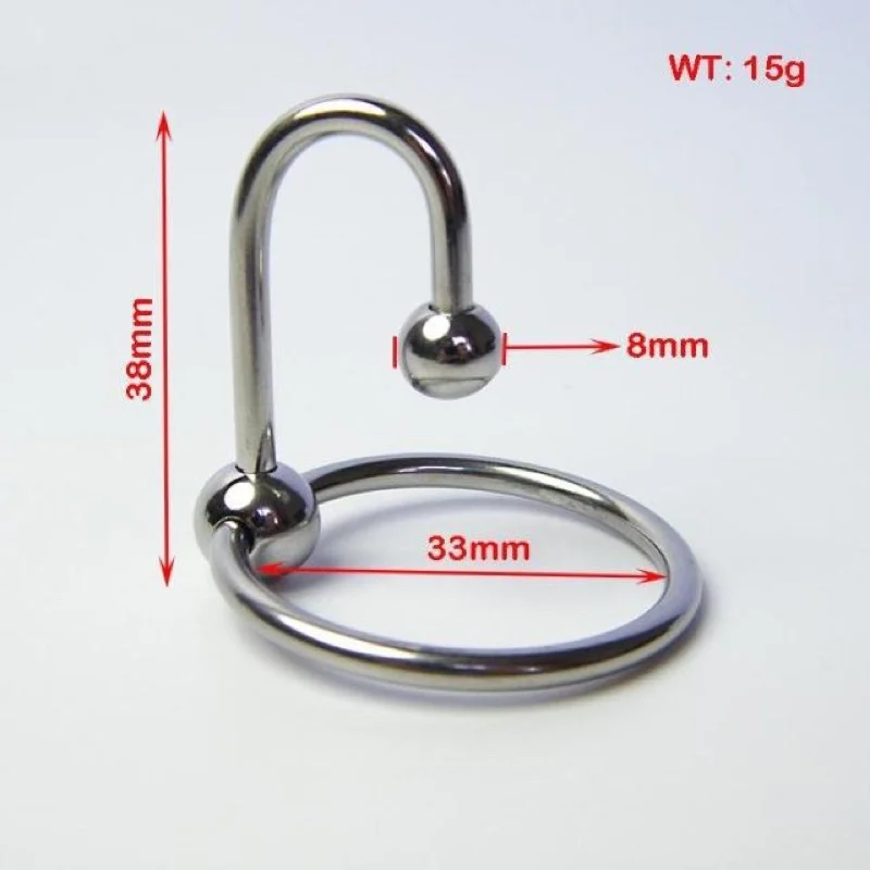 Men Penis Ring Stainless Steel Cock Ring Cockring Glans Two Beads Penis Delay Ejaculation Ring