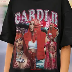 Cardi B T Shirt Vintage Rapper Homage Retro 90's Fans for Fan Bootleg long or short sleeves