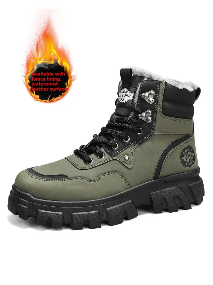 Northeast China -40 Degrees Cotton Boots Men's Winter Warm High-Top Winter Boots Anti-Slip Workwear Boots Youth Trend Korean ...