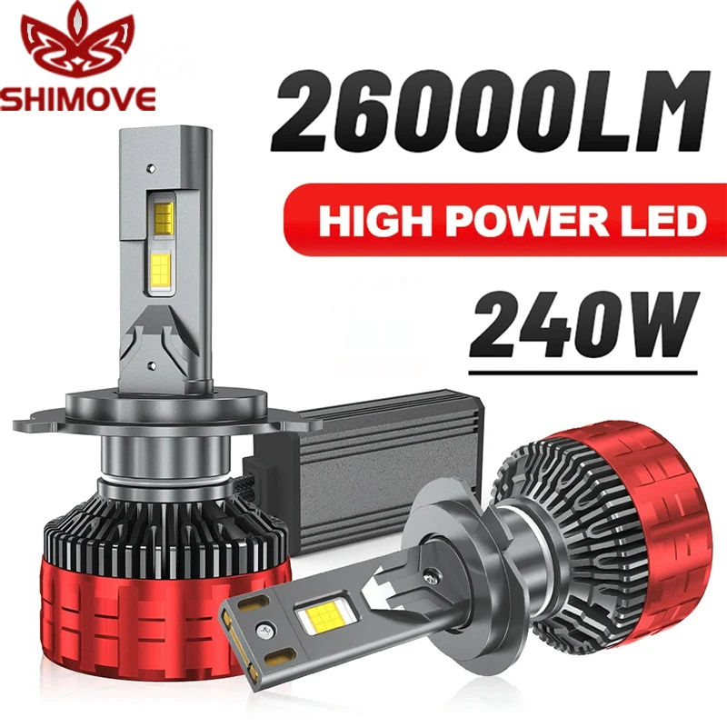 

H4 H7 LED Headlights 6000K Headlamp H1 Led H11 H8 HB3 9005 HB4 9006 Car Lights High and low beams 240W 26000LM With fan cooling