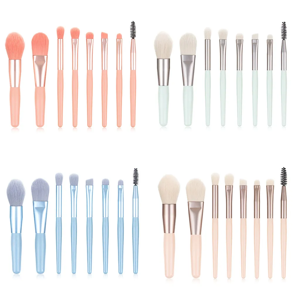 

8Pcs Professional Makeup Brushes Dense Fine Bristles Ergonomic Wood Handle for Flawless Application All Skin Types Light Blue
