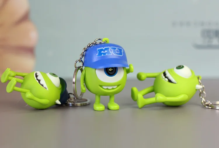 Disney Anime Figure Sulley Mike Keychain PVC Model Cartoon Luminous LED Key Ring Kids Toys Key Chain Christmas Gifts