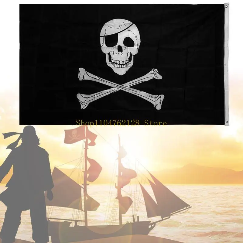 Large Skull And Crossbones Pirate Flag Roger Hanging With Grommet 90*150cm best sale
