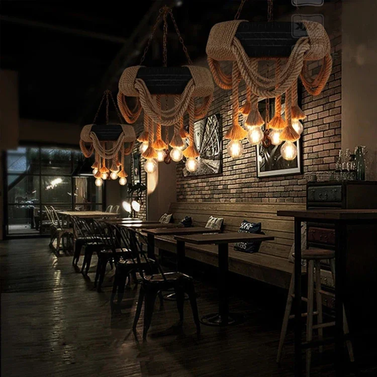 American Loft Retro Industrial Creative Tire Lamp Restaurant Coffee Bar lLiving Room Tooling Hemp Rope Pendant Lights