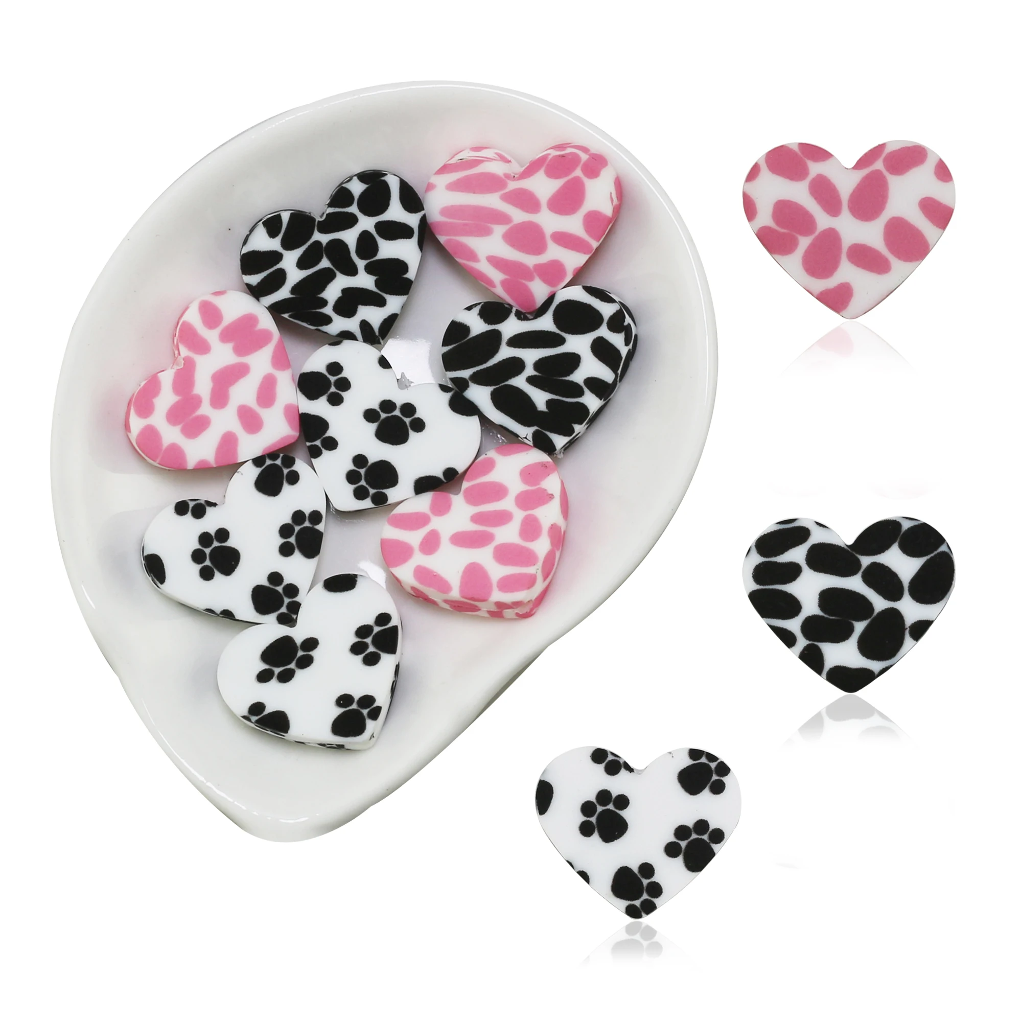 New Arrival 10Pcs Pink Cow Silicone Beads Heart Shape Mouse Paw Love Pearl Ball For Baby Jewelry Necklaces