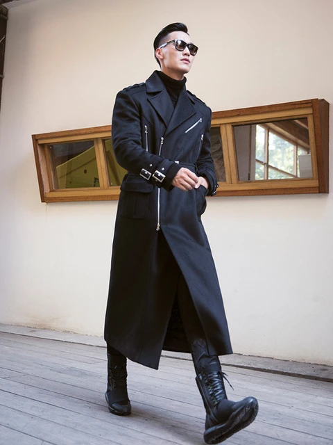 Winter Men Trench Wool Coat Black Smart Casual Street Fashion Zipper Outwear England Style Business Office Men Jackets AliExpress