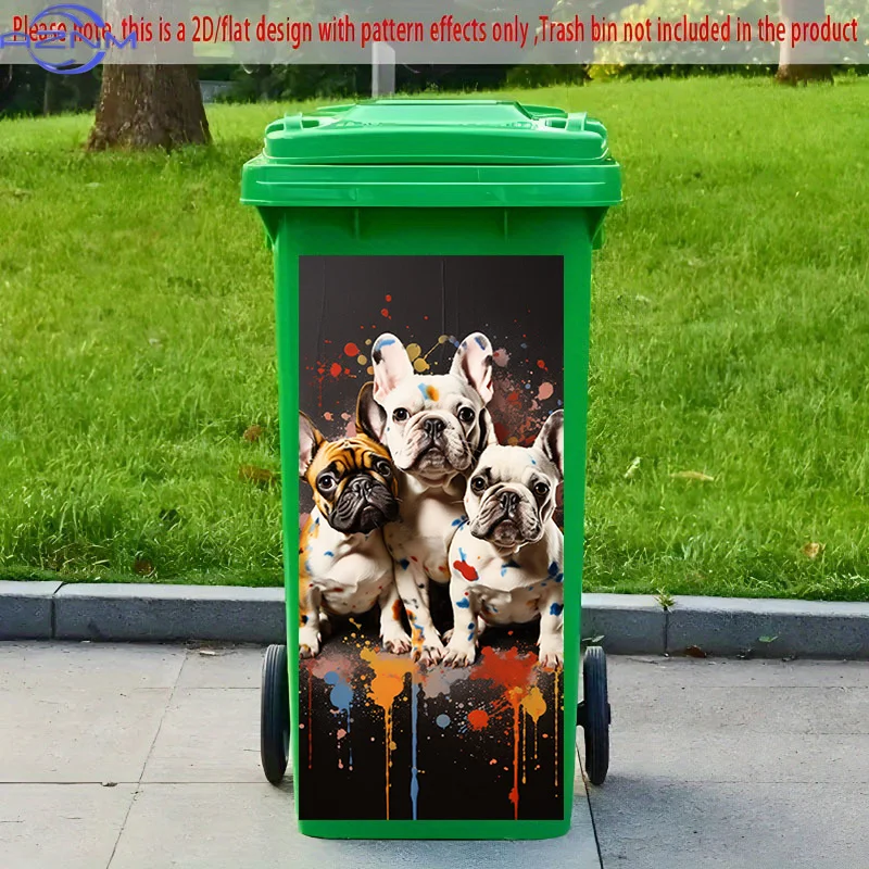 2D Flat Printing 1pc 2D Pattern Printed Kitchen Trash Can Sticker xcm, Colorful Speckled Cute Dog Fun Theme Kitchen Home Decor